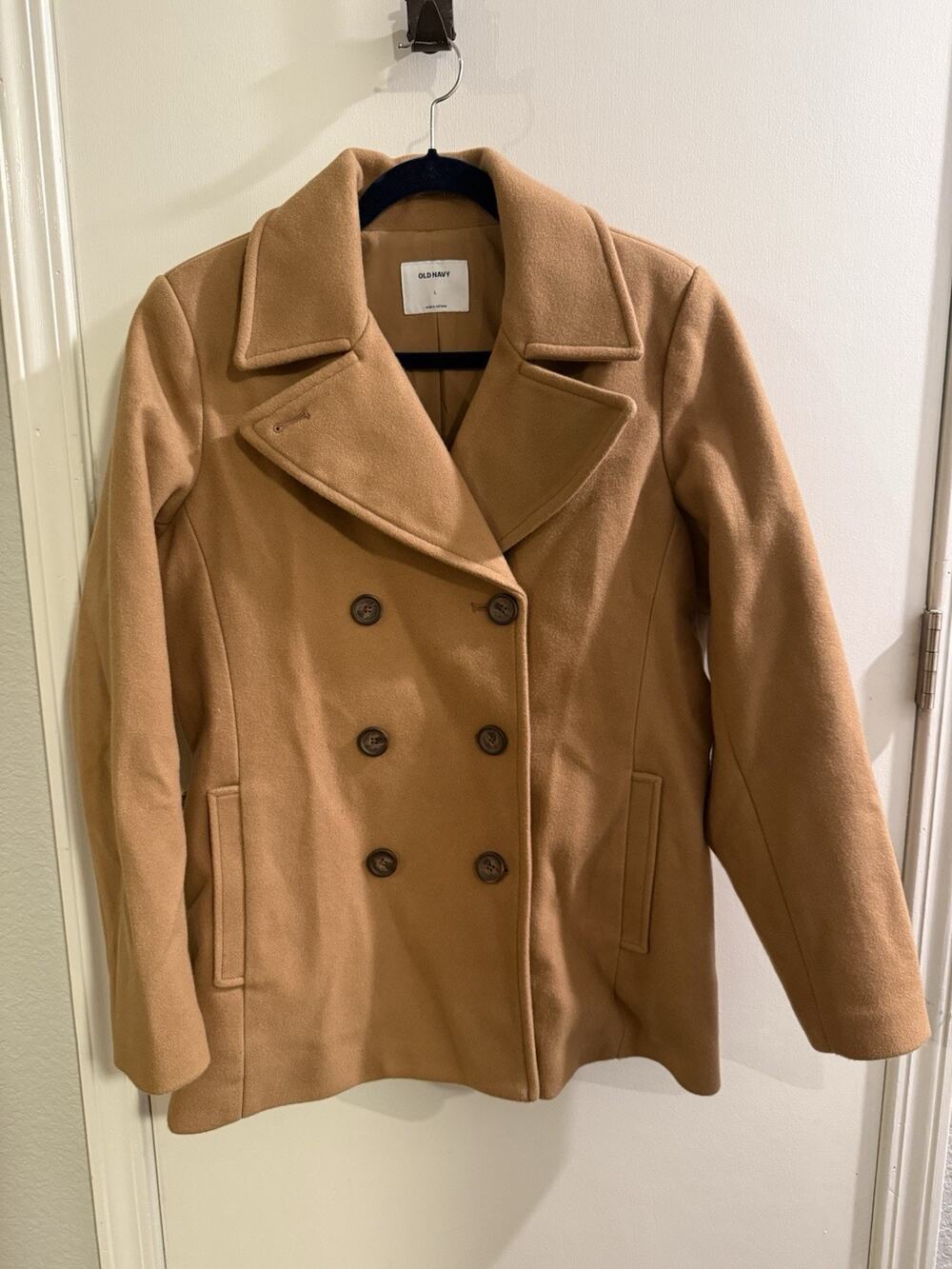 Old Navy Women’s Camel Peacoat – Size Large – Double Breasted